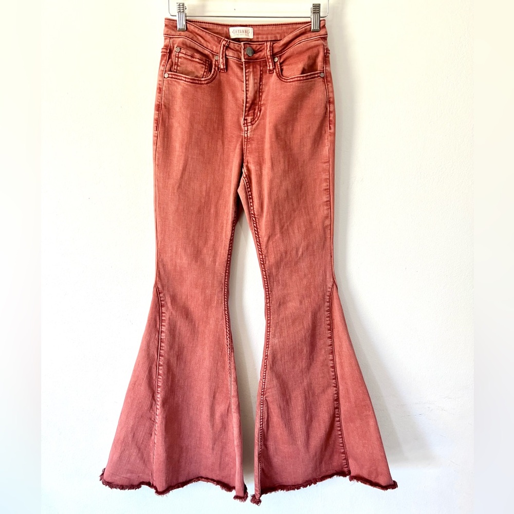 Shyanne Rust Red Bell Bottom Boho Western Hippie Flare Leg High-Rise Pants Sz 27